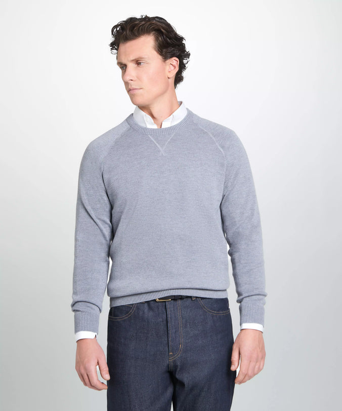 Grey Knitted Crew Neck Sweatshirt