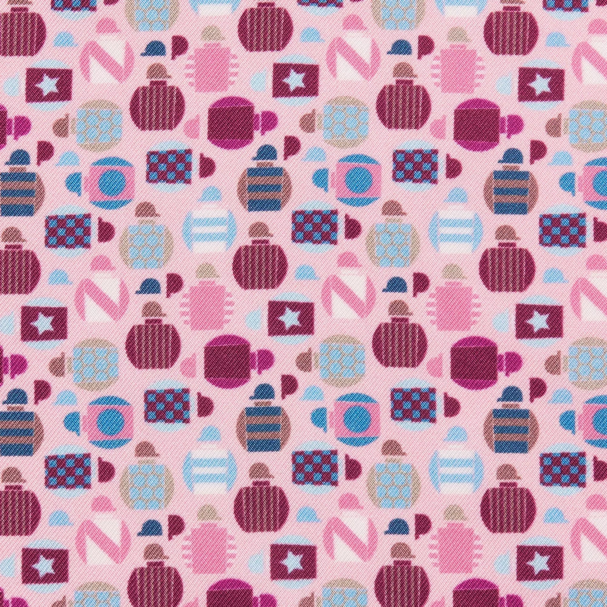 Pink & Multicolour Small Jockey All Over Printed Silk Pocket Square