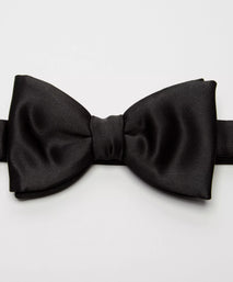 Black Silk Satin Bow Tie