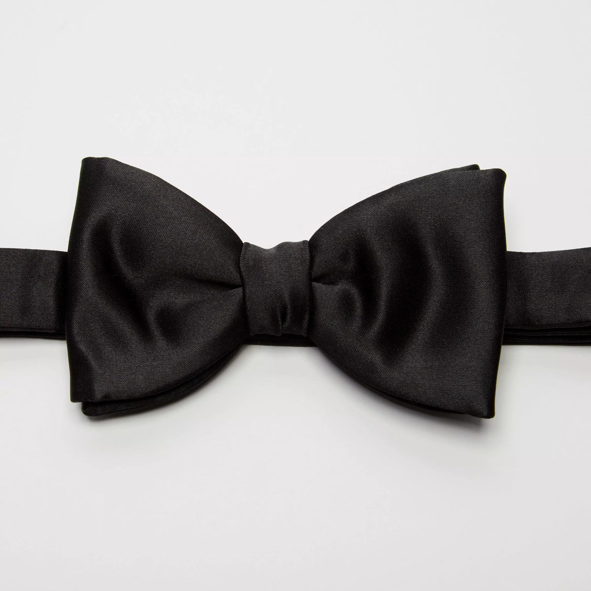 Black Silk Satin Bow Tie