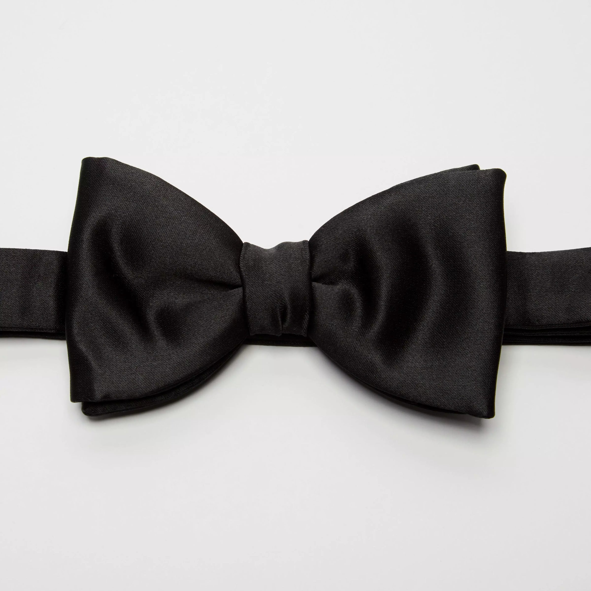 Black Silk Satin Bow Tie