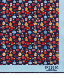 Navy & Multicolour Small Jockey All Over Printed Silk Pocket Square