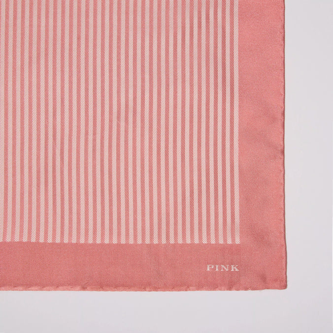 Pale Pink & Neutral Silk Stripe Pocket Square