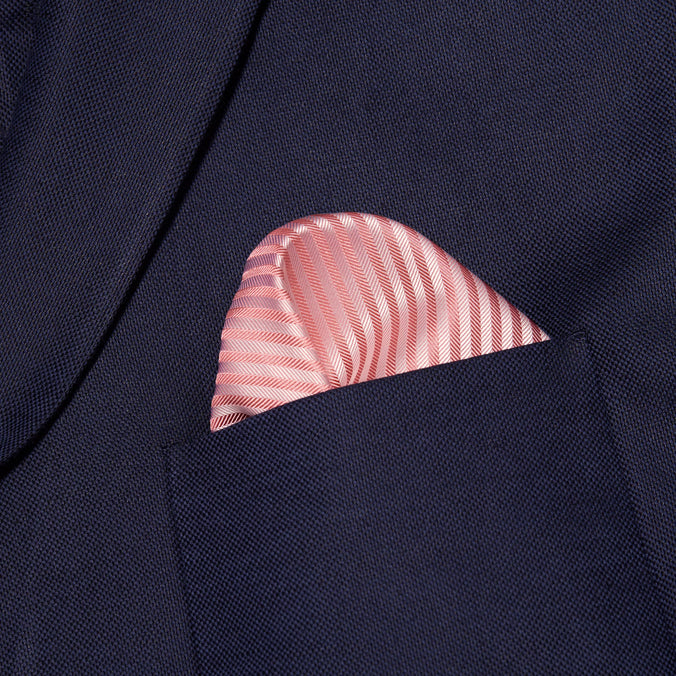 Pale Pink & Neutral Silk Stripe Pocket Square