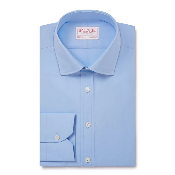 Pale Blue Tailored Fit Double Cuff Ramses Poplin Formal Shirt