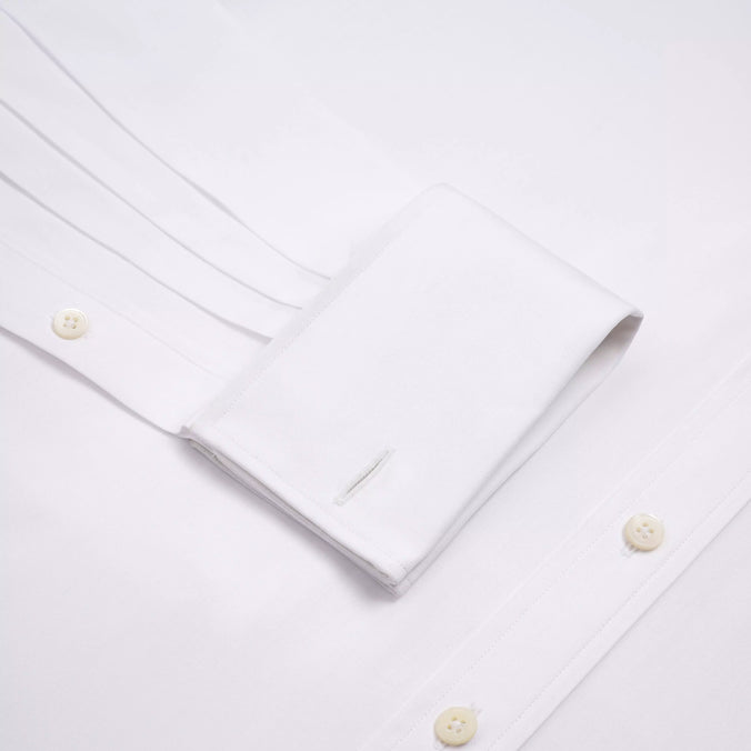 White Classic Fit Double Cuff Poplin Formal Shirt