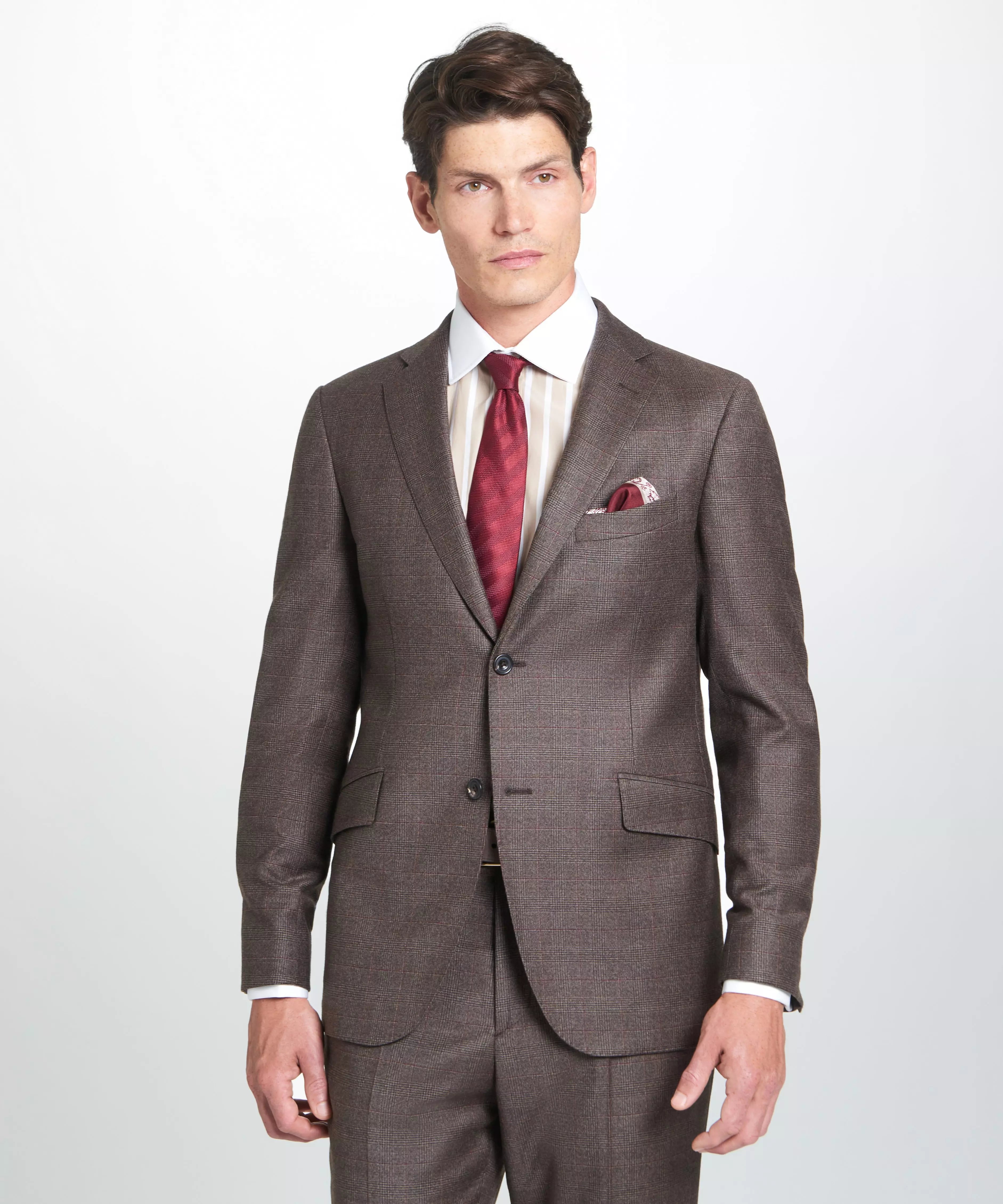 Brown & Neutral Tailored Fit Pow Check Jacket – Thomas Pink