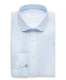 Pale Blue & White Tailored Fit Provence Slubbed Bengal Formal Shirt