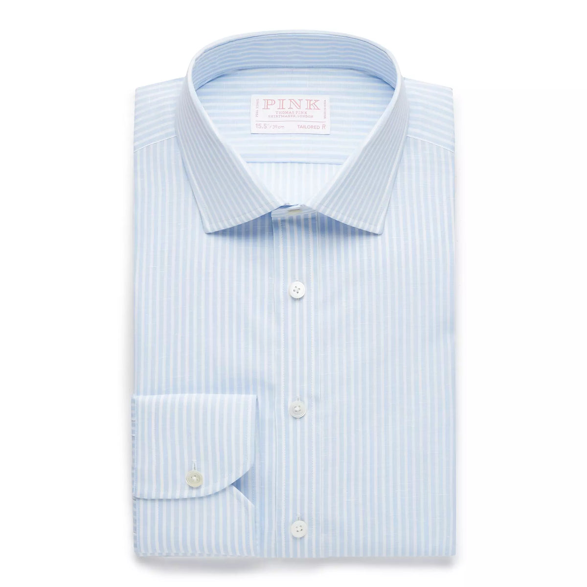 Pale Blue & White Tailored Fit Provence Slubbed Bengal Formal Shirt