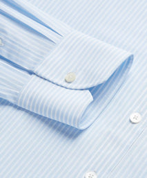 Pale Blue & White Tailored Fit Provence Slubbed Bengal Formal Shirt