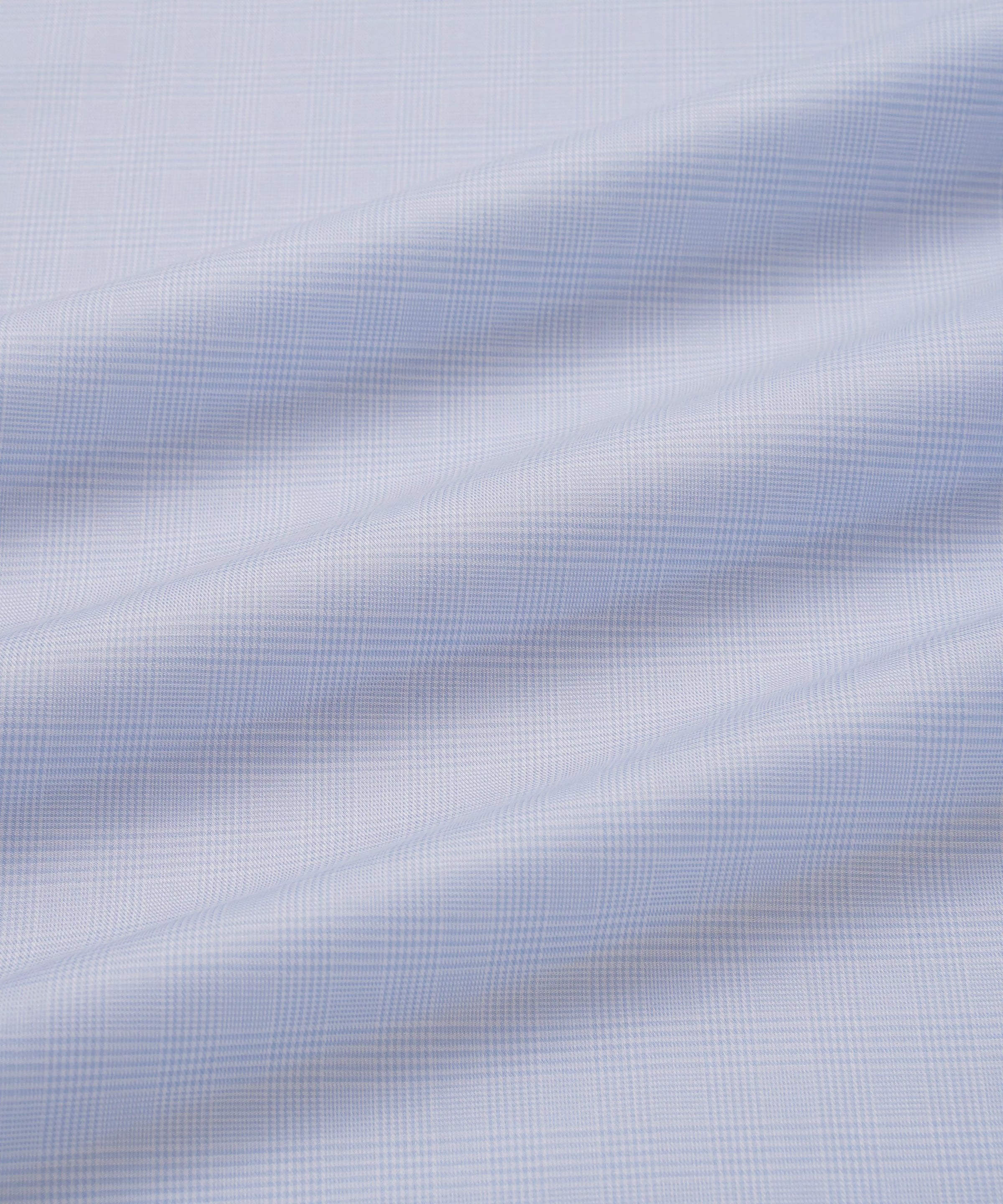 Pale Blue & White Tailored Fit Double Cuff Small POW Check Formal Shirt