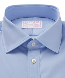 Pale Blue Athletic Fit Piquet Stripe Formal Shirt