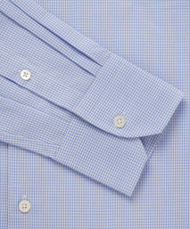 Blue & White Tailored Fit Formal Mini Check Shirt