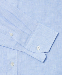 Pale Blue Tailored Fit Essential Linen Formal Shirt
