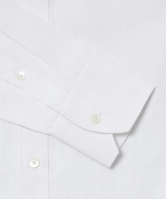 White Tailored Fit Essential Linen Formal Shirt